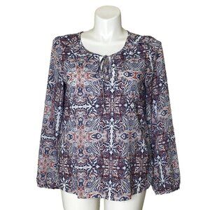 Sanctuary Western Multicolor Paisley Print Tunic Top, Long Sleeve Women's Size L